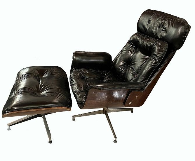 Poltrona e banquinho (Atribuído Herman Miller)
